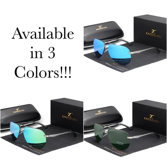 KINGSEVEN Retro Rimless Blue Mirrored Polarized Sunglasses - Picture 15 of 16